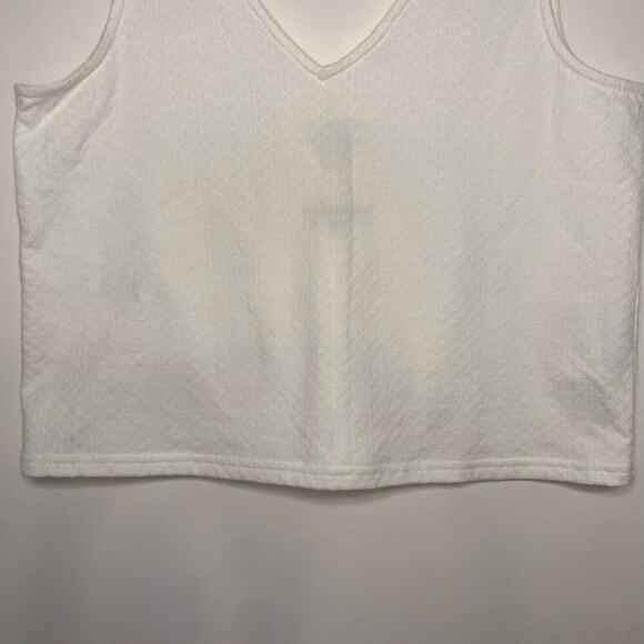 Madewell White Crop V Neck Sleevless Blouse Top Shirt Size Medium Boxy Dressy - Picture 4 of 12